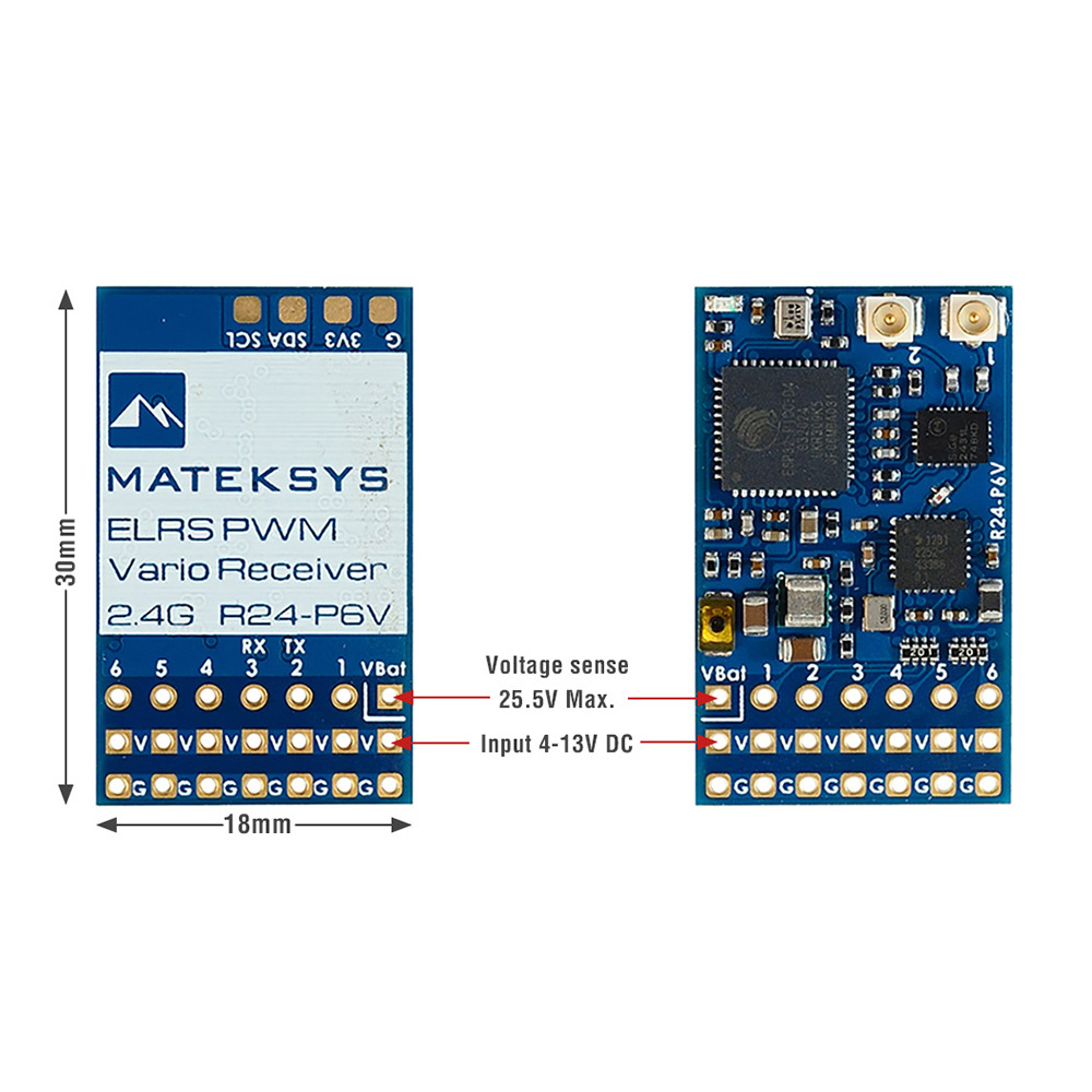 Mateksys-R24-P6V-ExpressLRS-ELRS-24-GHz-6CH-PWM-Vario-Empfaumlnger-mit-doppelter-Antenne-fuumlr-RC-D-2017127-2